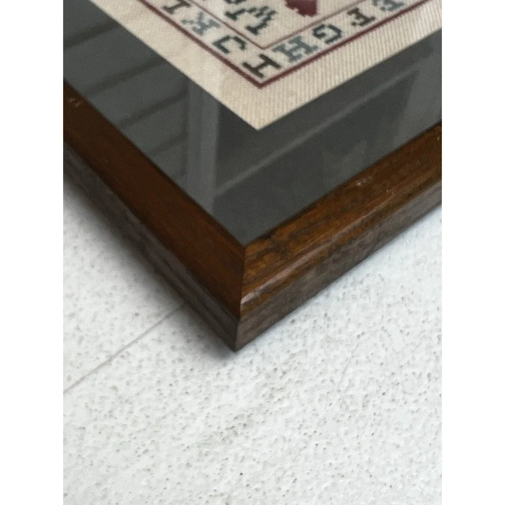 Framed Cross Stitch Welcome Alphabet Sampler 9.25
